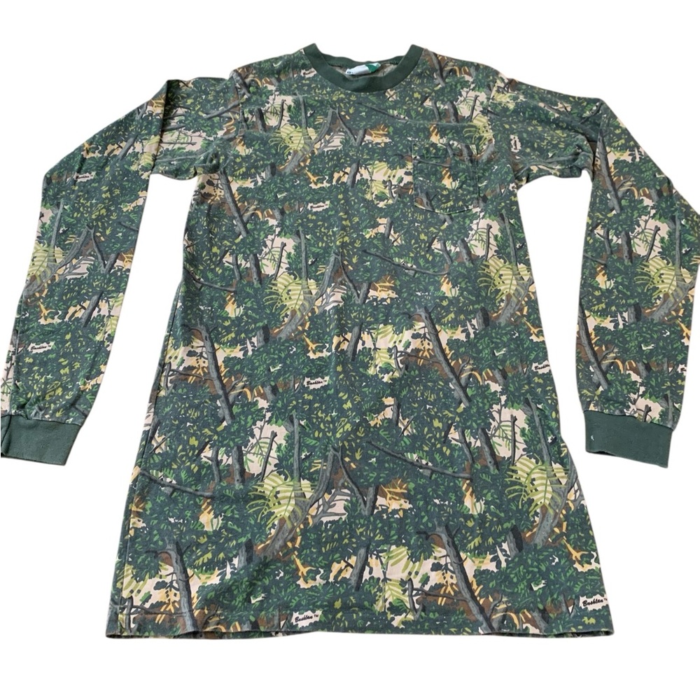 Vintage Men's Bushlan Camo Long Sleeve/SUPER LONG Shirt M/L (read measurements)